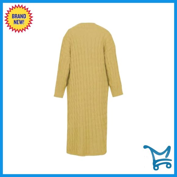 Long Knit Cardigan Sweater Open Front Duster Style Ribbed Pattern - Picture 5 of 7